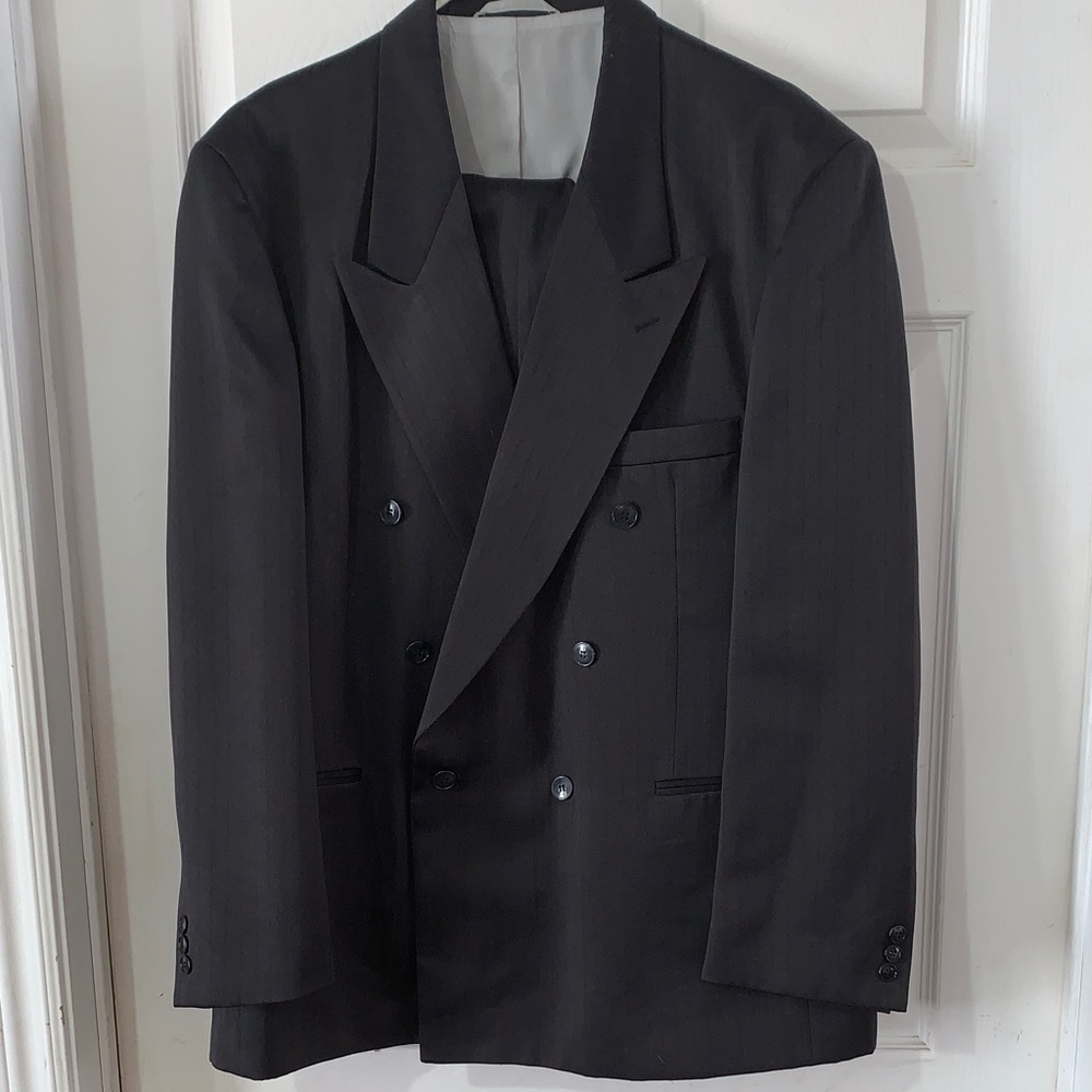 2pc SUIT Classic Black/Gray Double-Breasted Men's Blazer and pants
